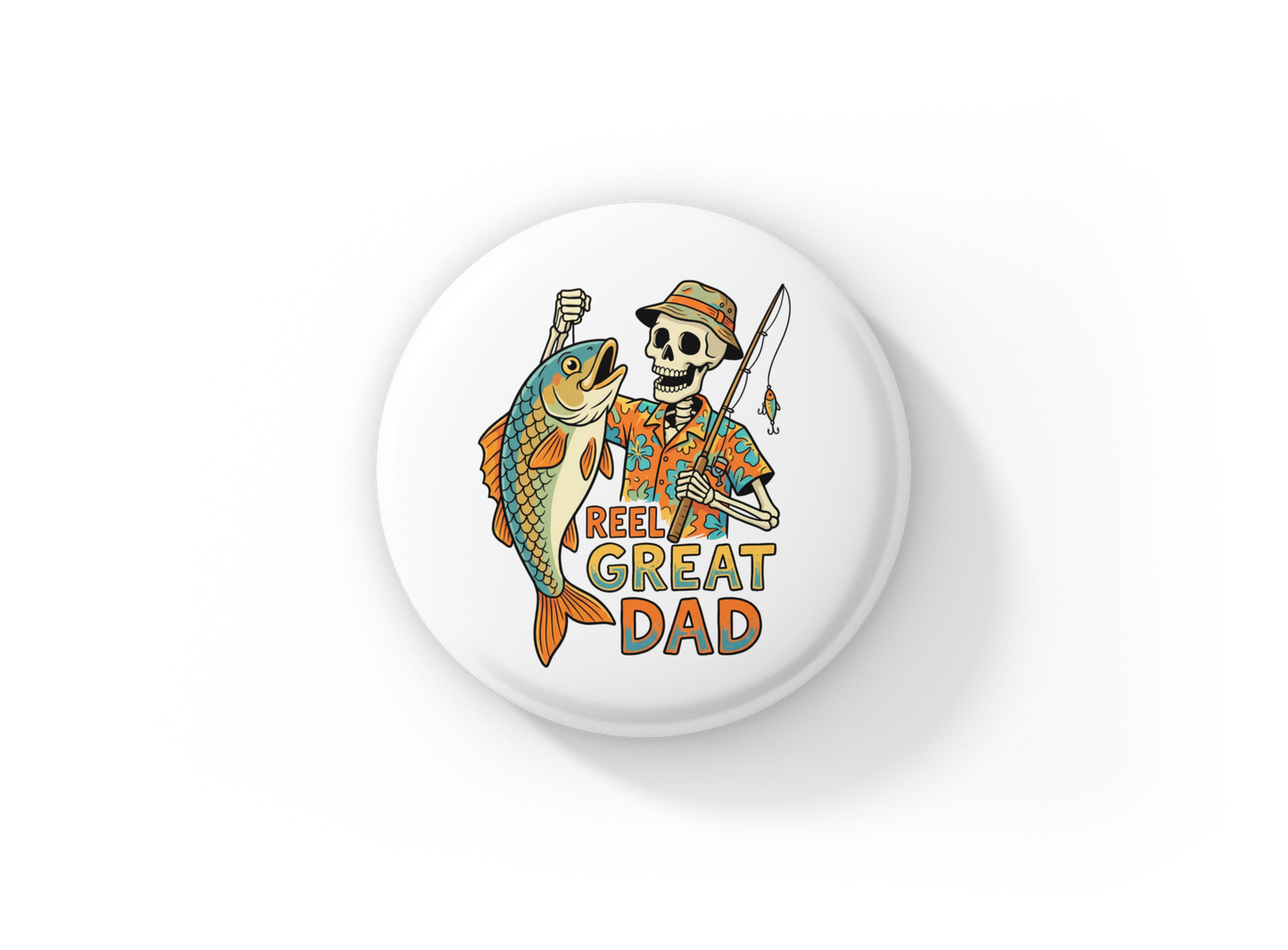 Reel Great Dad Pin Back Button, Magnet