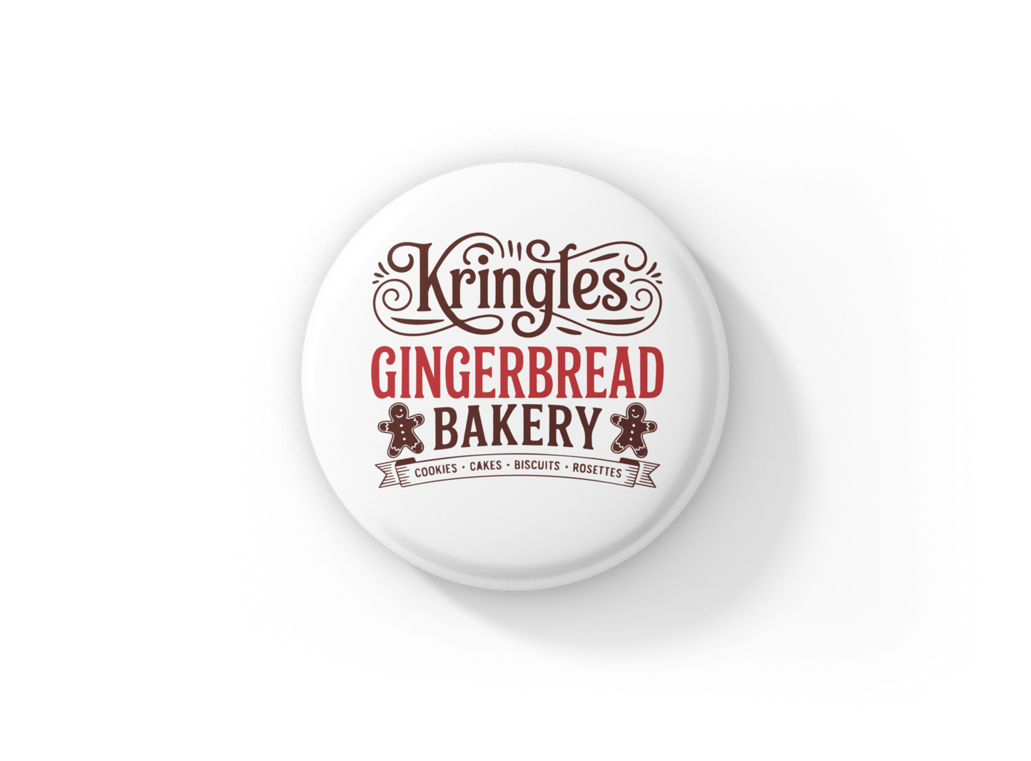 Kringles Gingerbread Bakery Pin Back Button, Magnet
