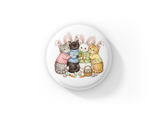 Easter Cats Pin Back Button, Magnet