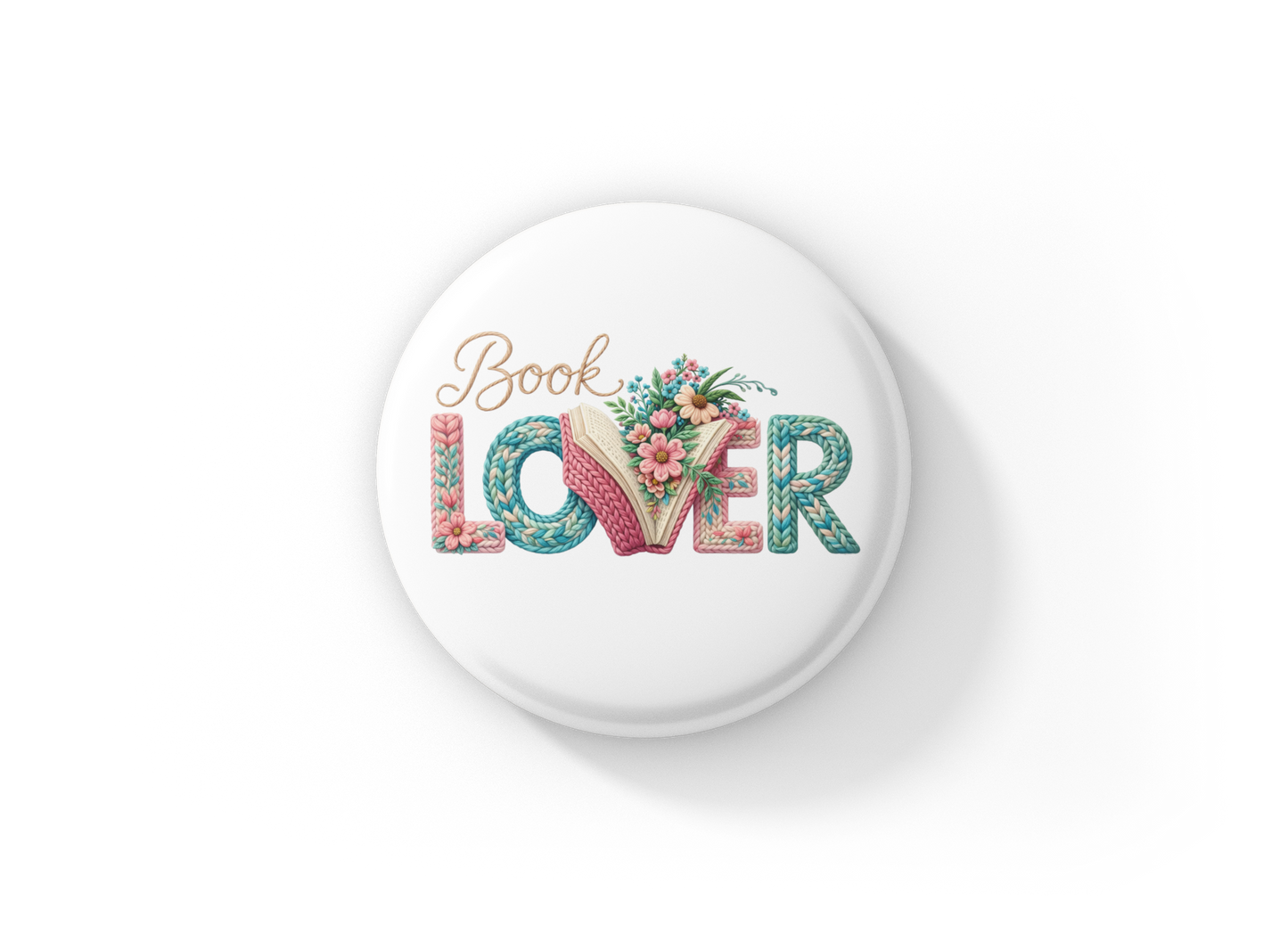 Book Lover Pin Back Button, Magnet
