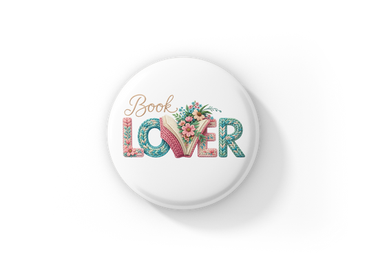 Book Lover Pin Back Button, Magnet