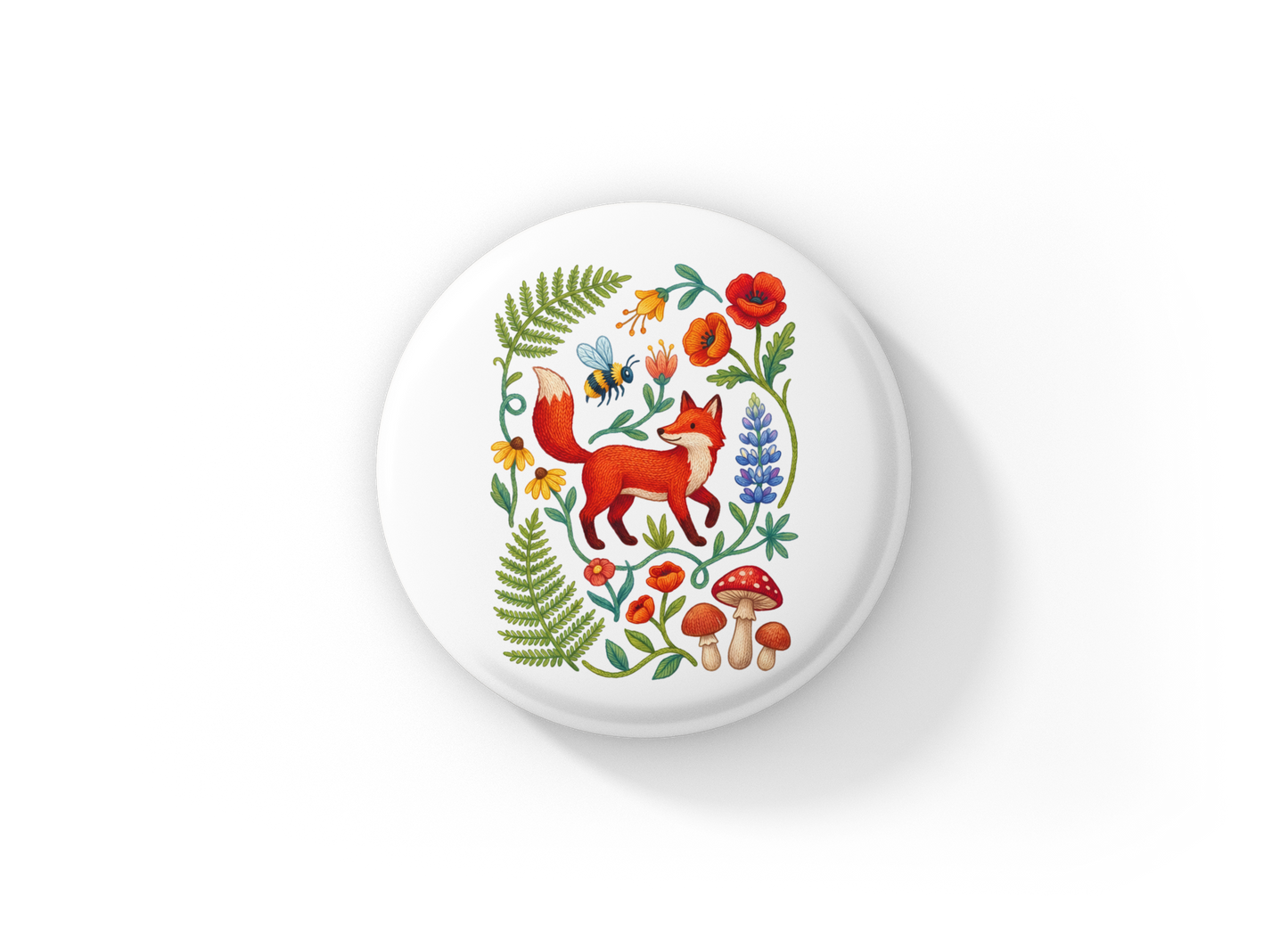 Fox Pin Back Button, Magnet