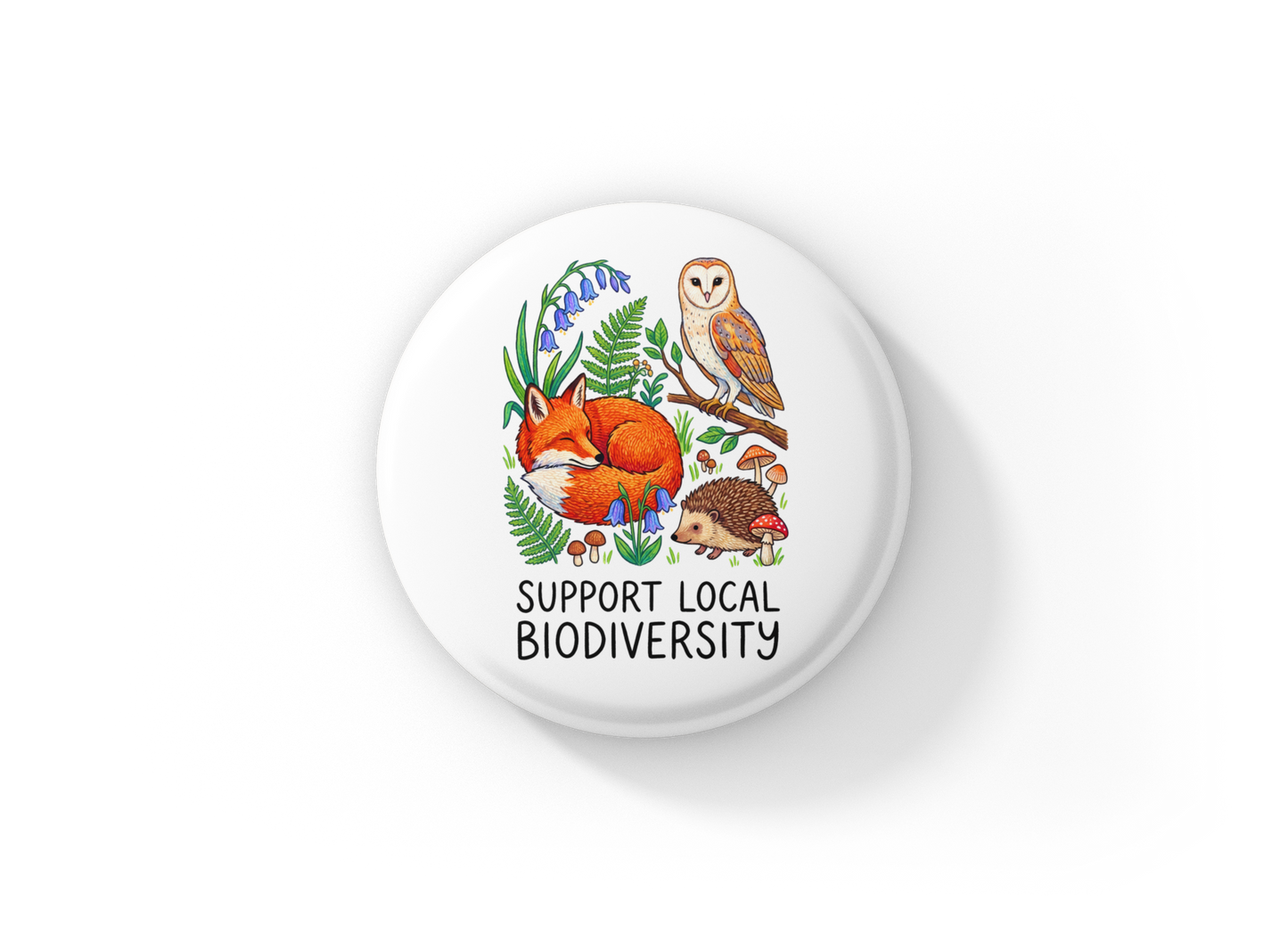 Support Local Biodiversity 4 Pin Back Button, Magnet