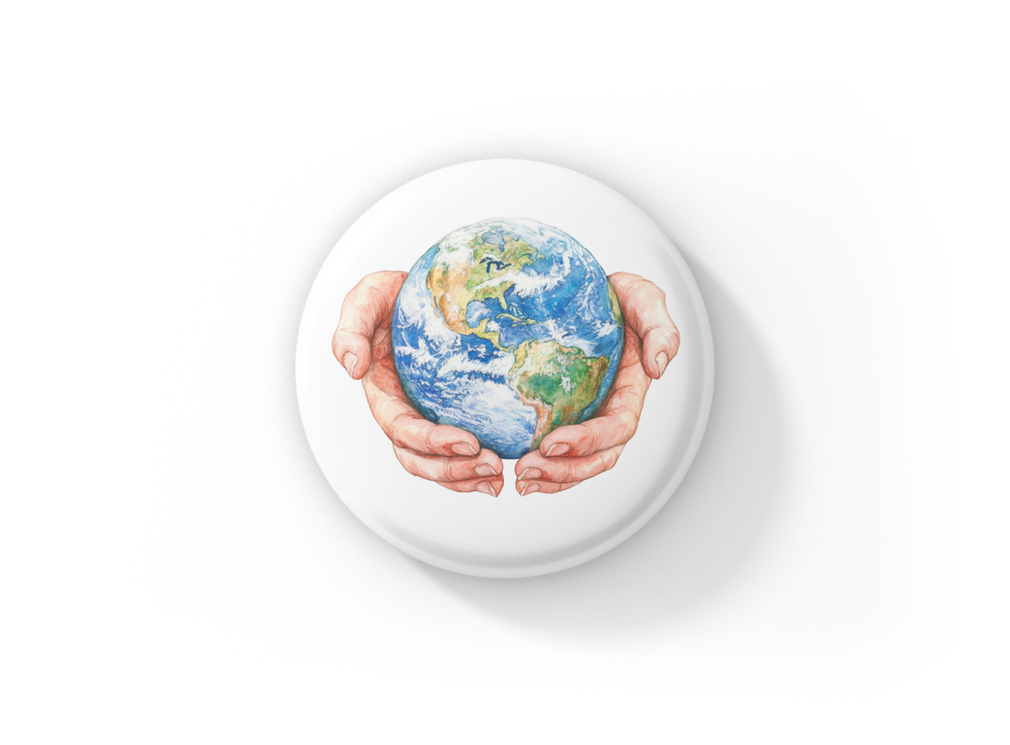 Earth Hands Pin Back Button, Magnet