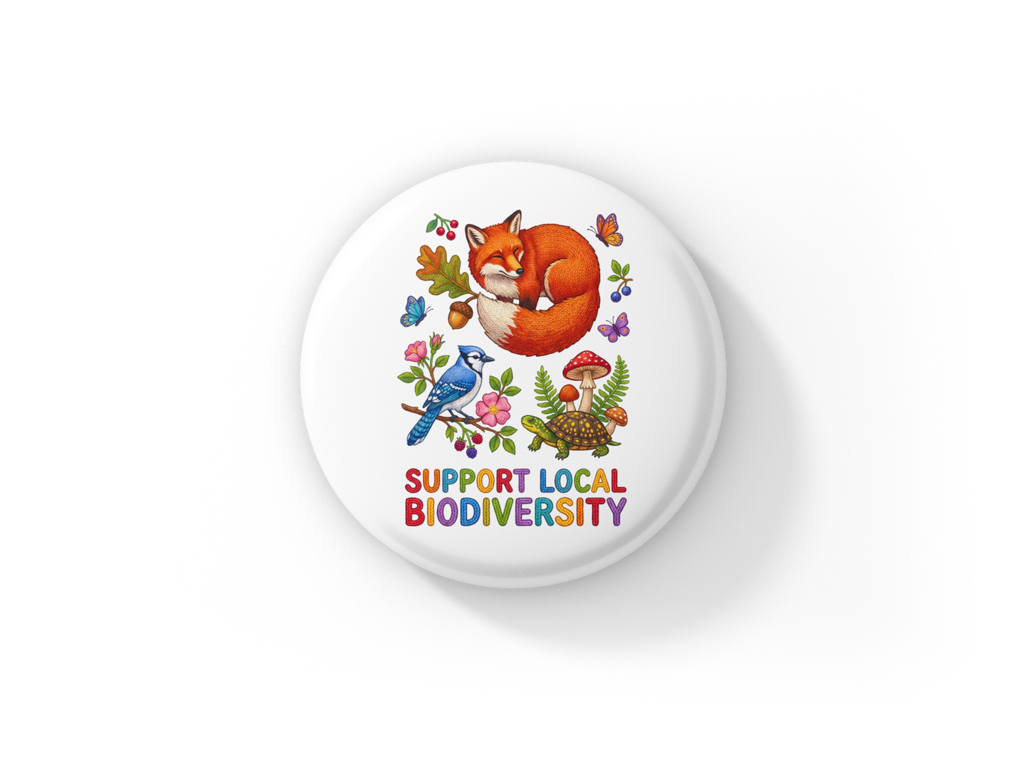 Support Local Biodiversity 6 Pin Back Button, Magnet