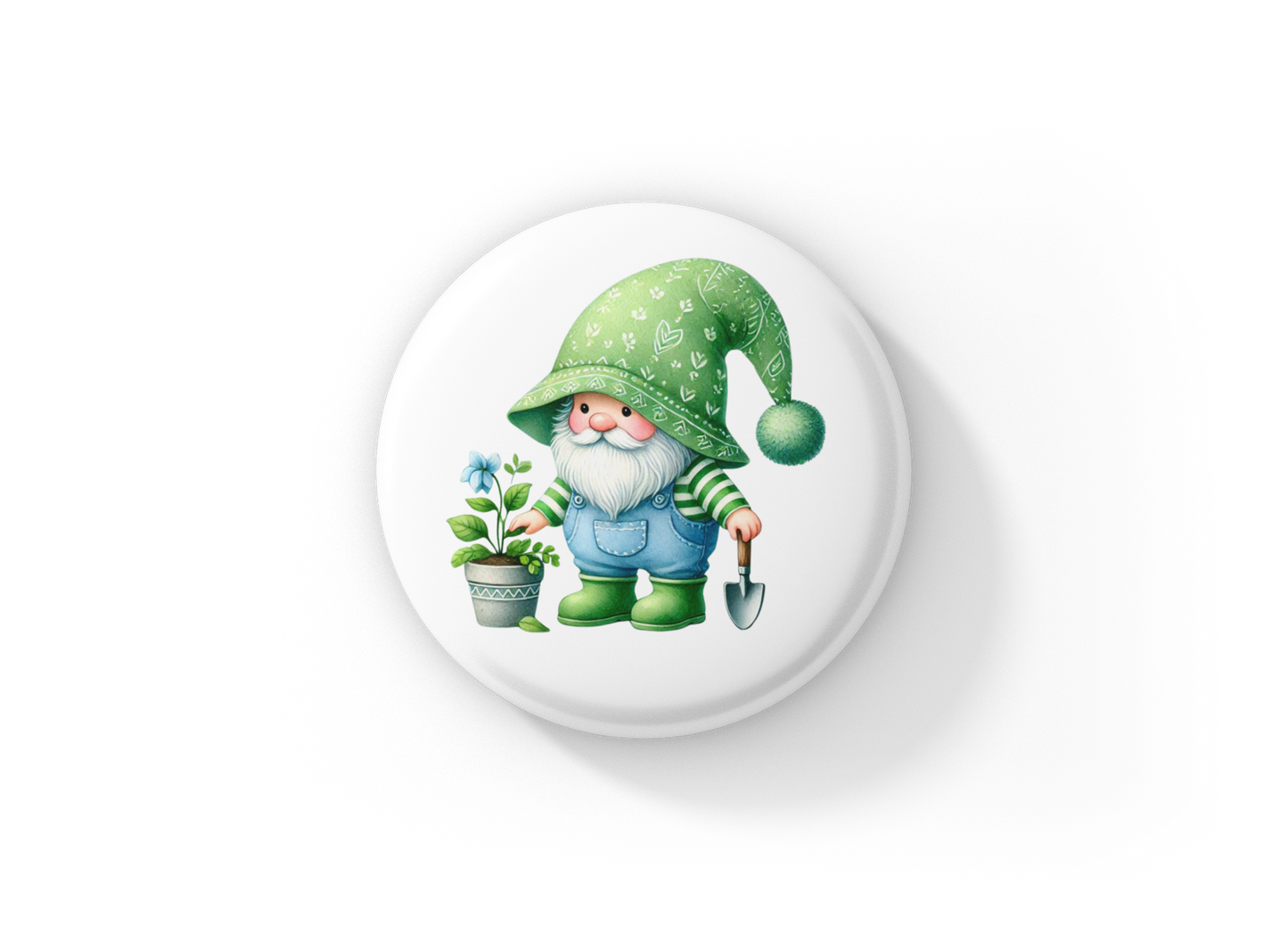 Garden Gnome Pin Back Button, Magnet