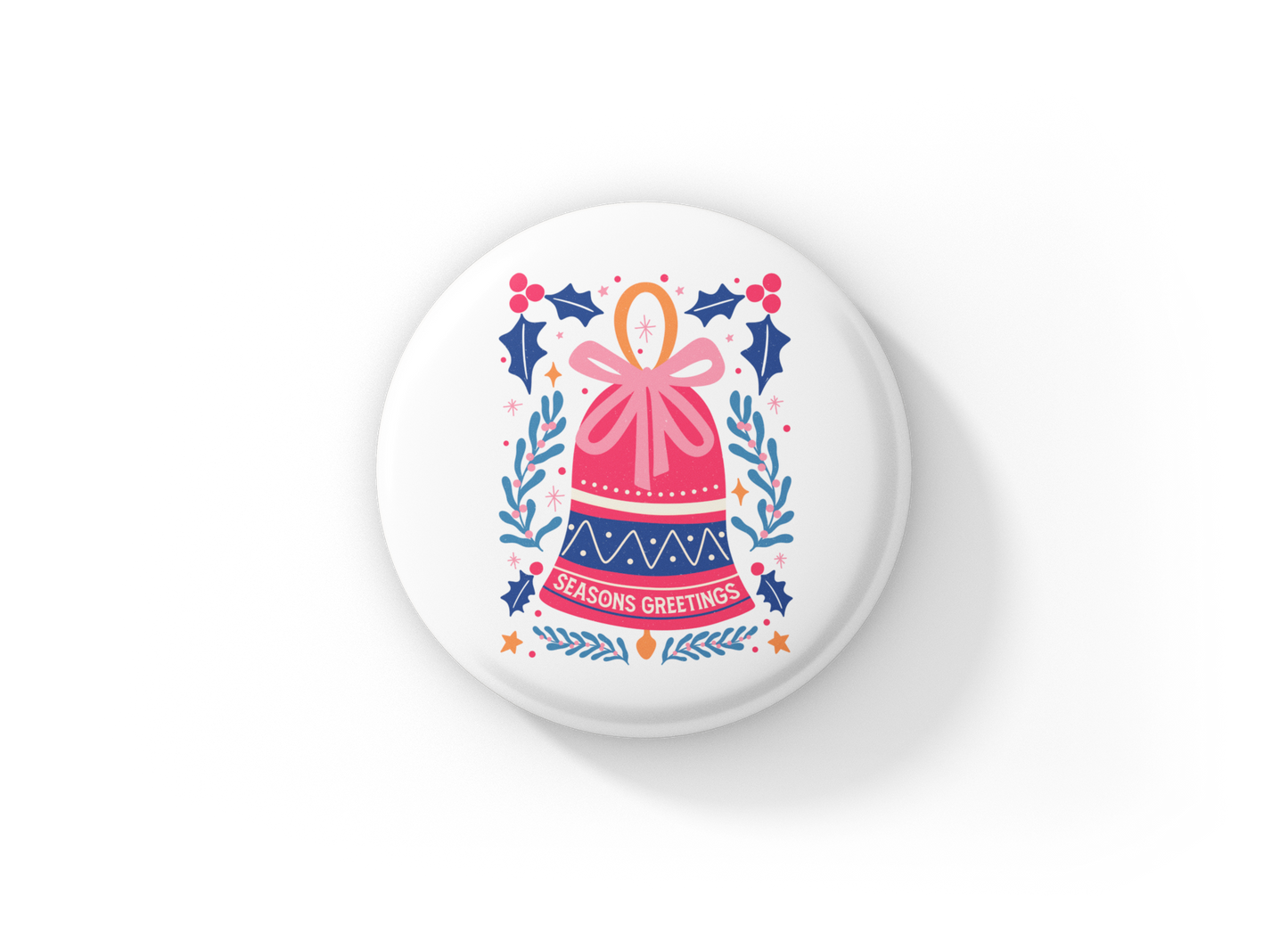 Seasons Greetings Pin Back Button, Magnet