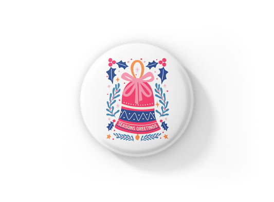 Seasons Greetings Pin Back Button, Magnet