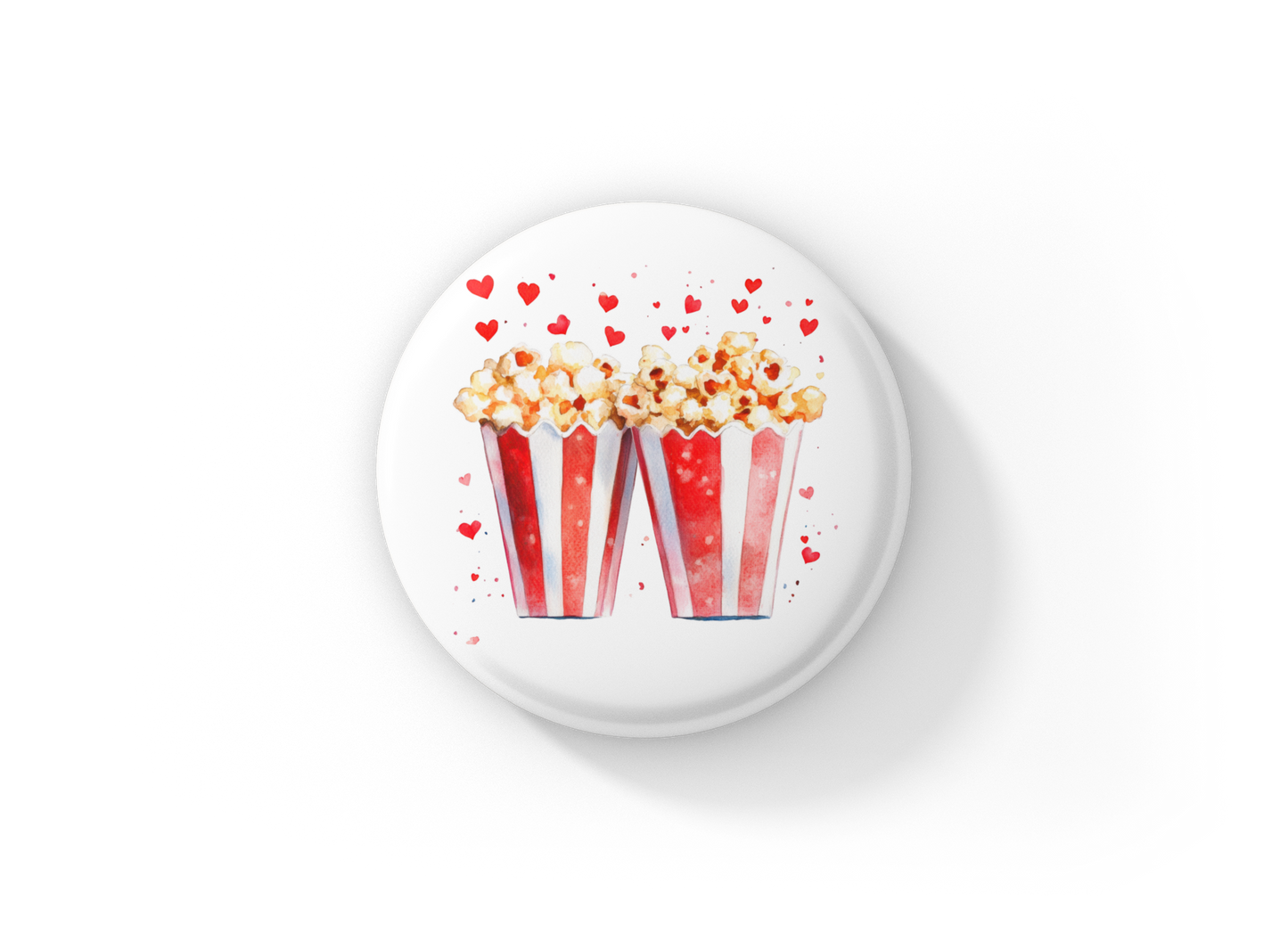 Popcorn Hearts Pin Back Button, Magnet
