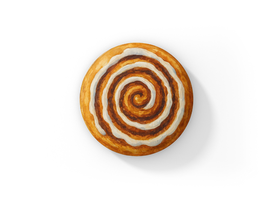 Cinnamon Roll Pin Pin Back Button, Magnet