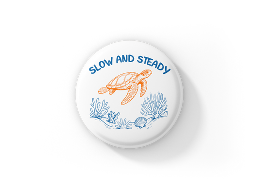 Slow and Steady Sea Turtle Pin Back Button, Magnet