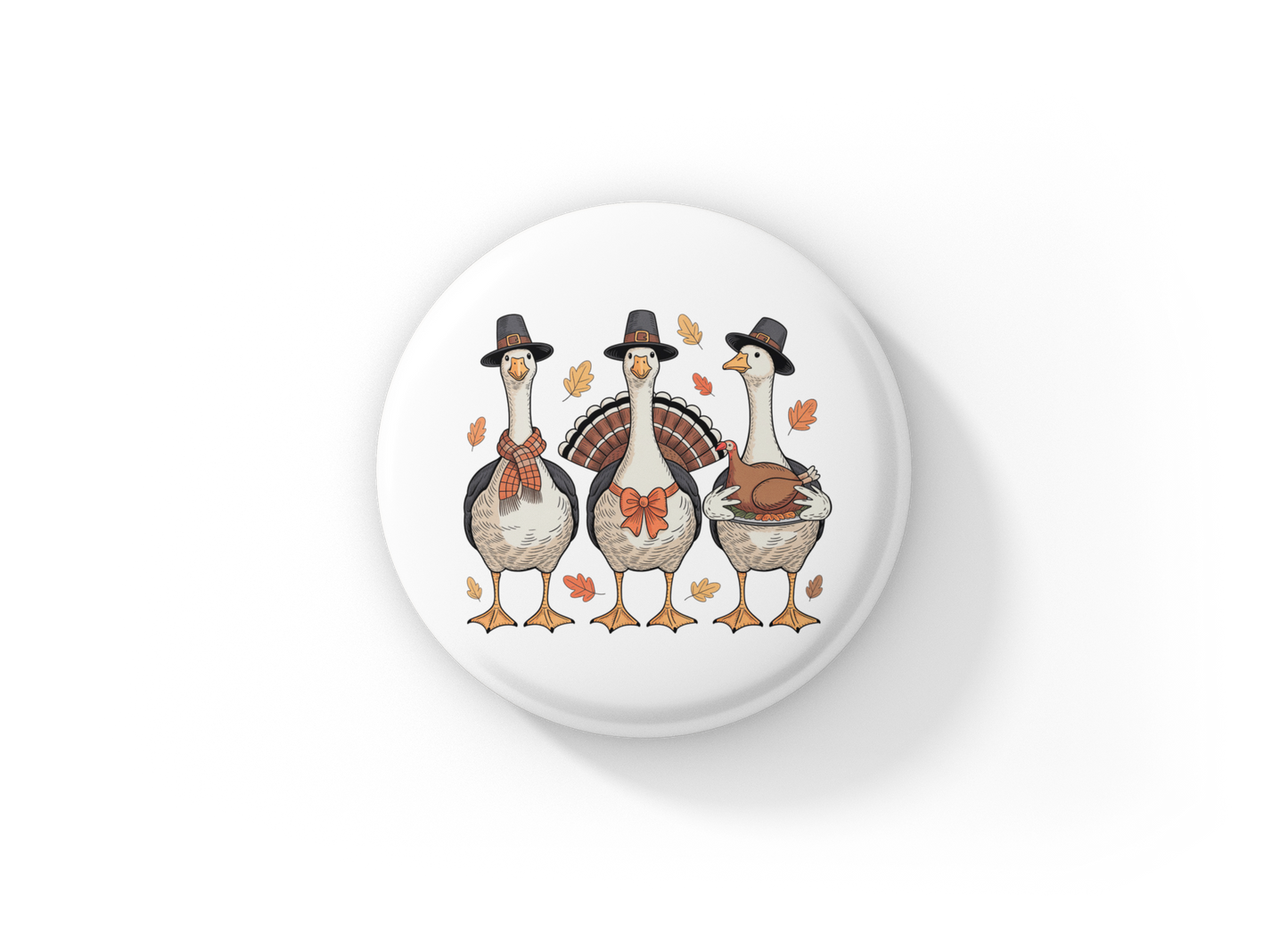 Thanksgiving Goose Pin Back Button, Magnet