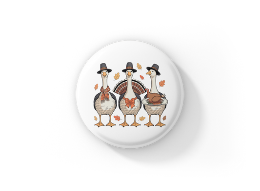 Thanksgiving Goose Pin Back Button, Magnet