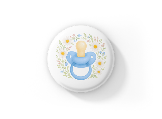 Baby Boy Pacifier Pin Back Button, Magnet