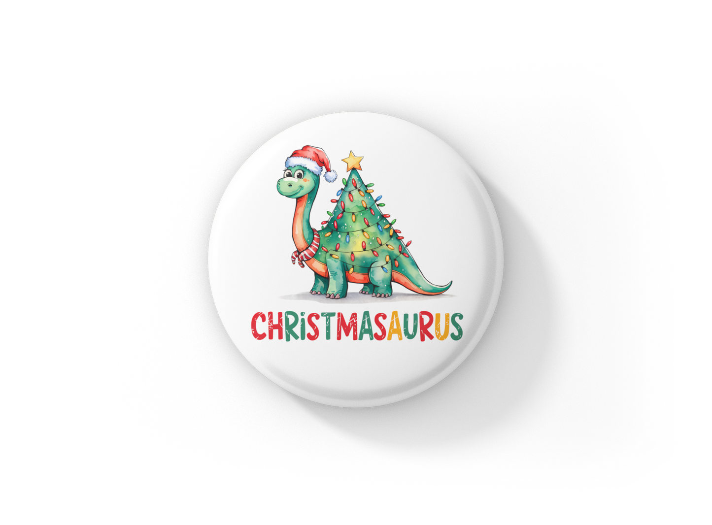 Christmasaurus Pin Pin Back Button, Magnet