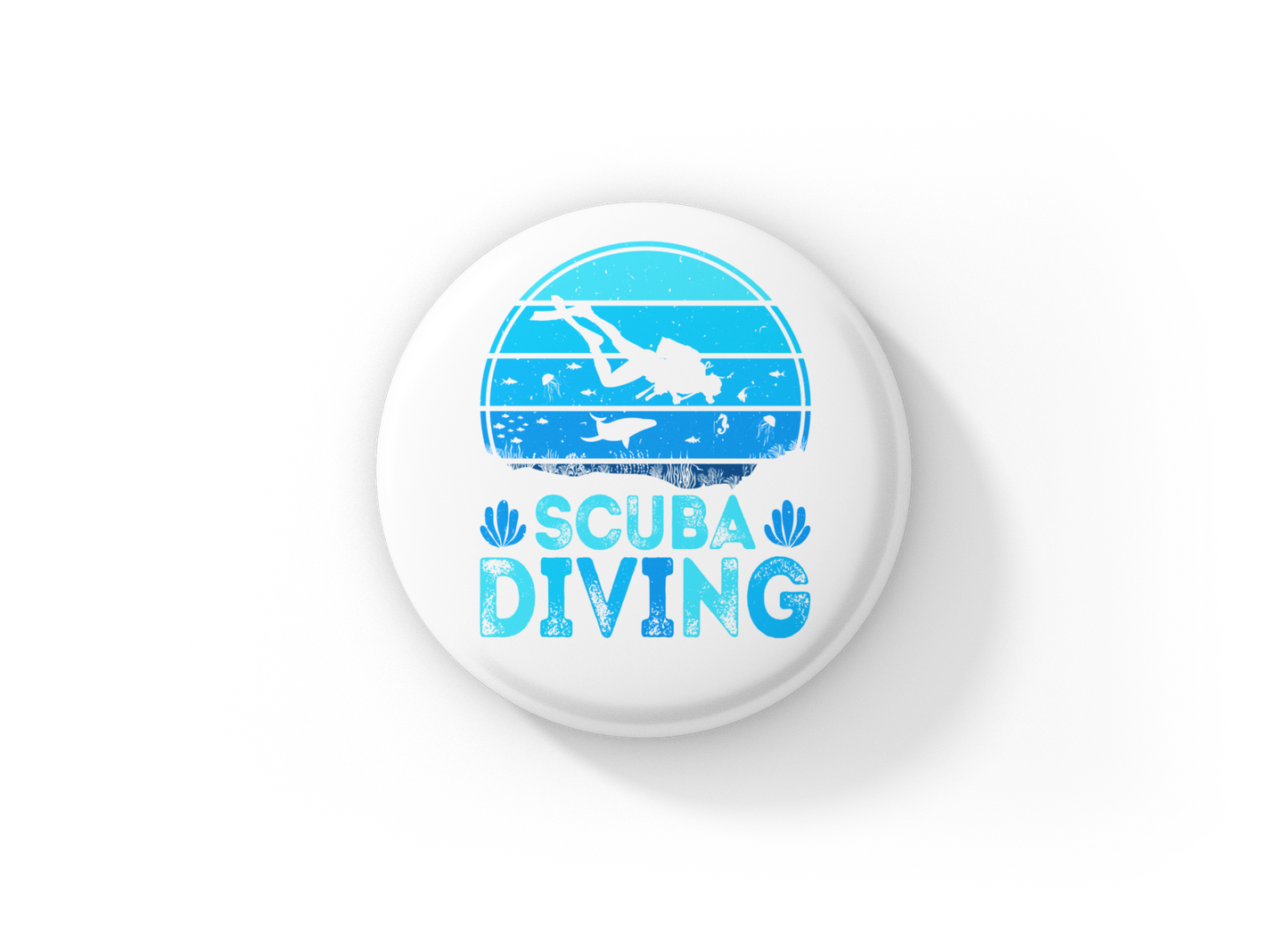 Scuba Diving Pin Back Button, Magnet