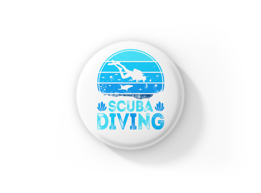 Scuba Diving Pin Back Button, Magnet