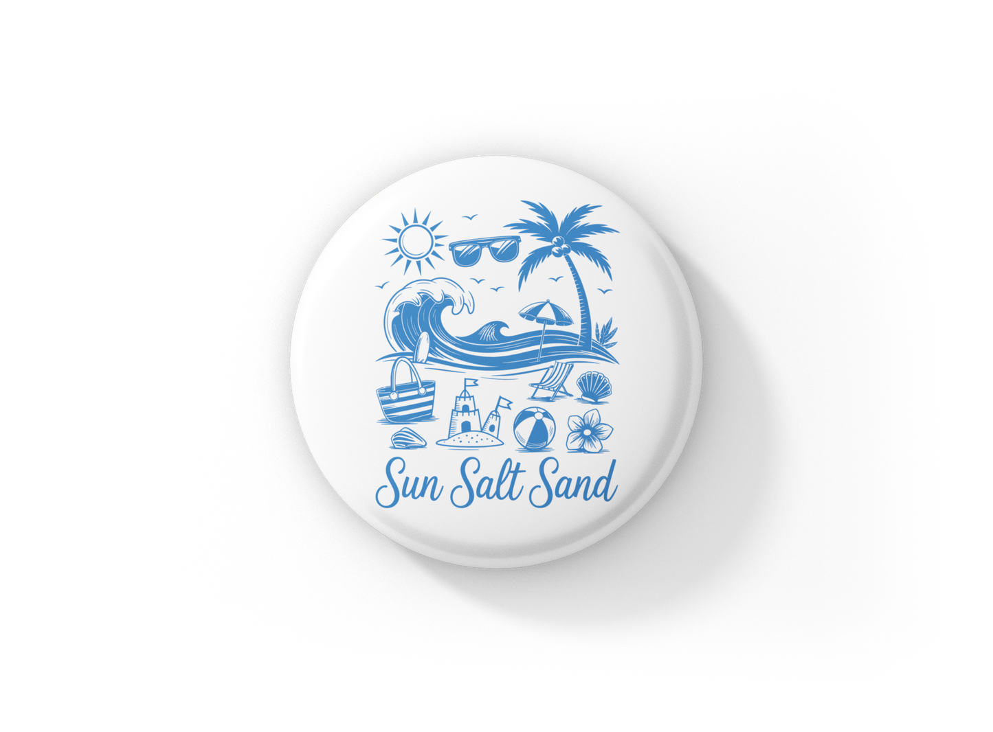 Sun Salt Sand Pin Back Button, Magnet