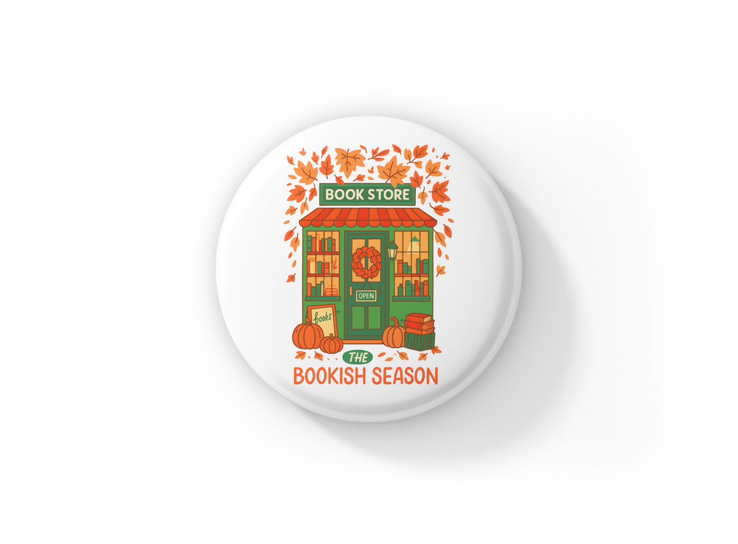 The Bookish Season Pin Back Button, Magnet