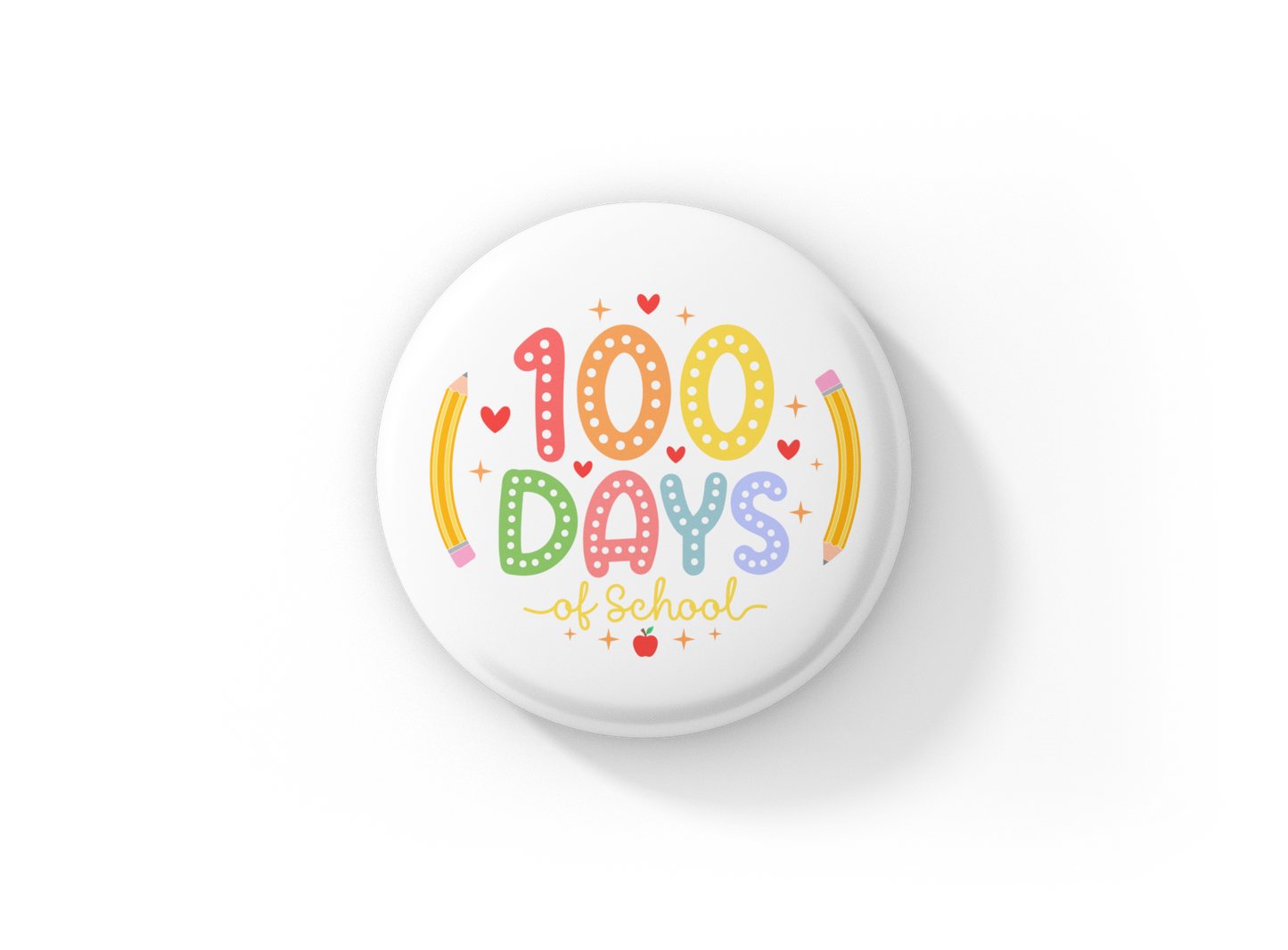 100 Days of School Pin Back Button, Magnet