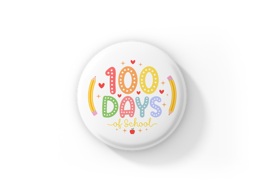 100 Days of School Pin Back Button, Magnet