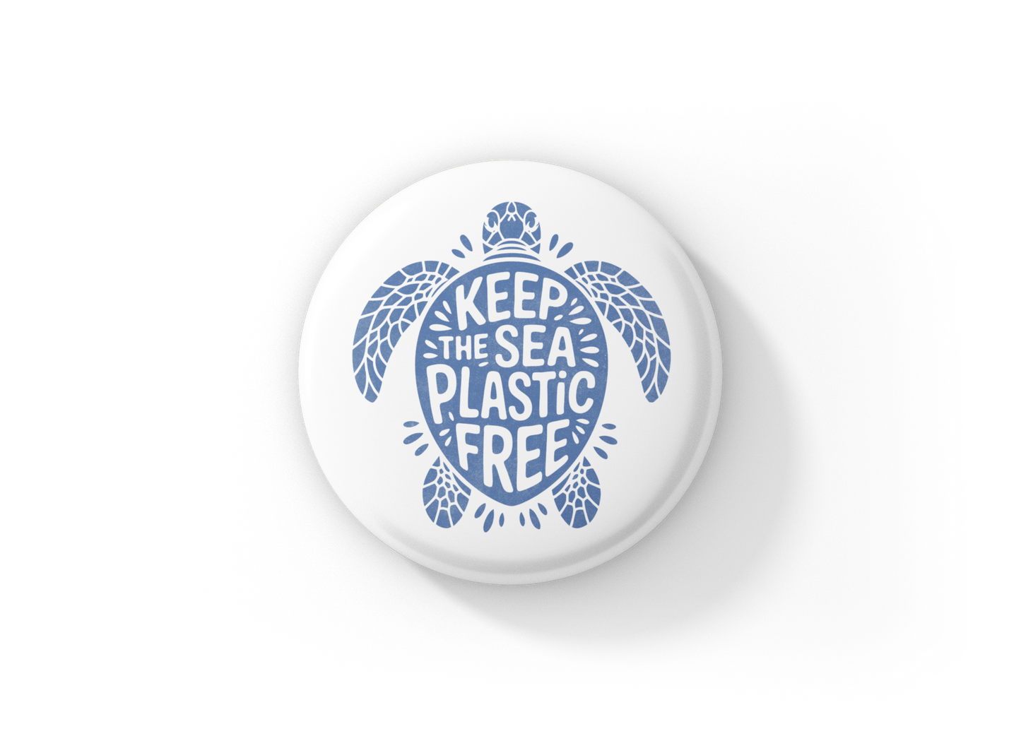 Keep The Sea Plastic Free Sea Turtle Pin Back Button, Magnet