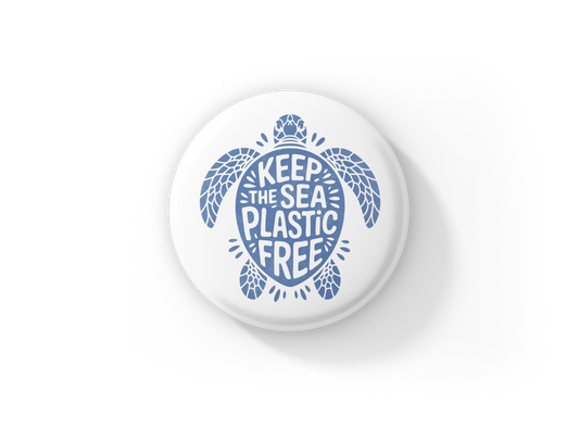 Keep The Sea Plastic Free Sea Turtle Pin Back Button, Magnet