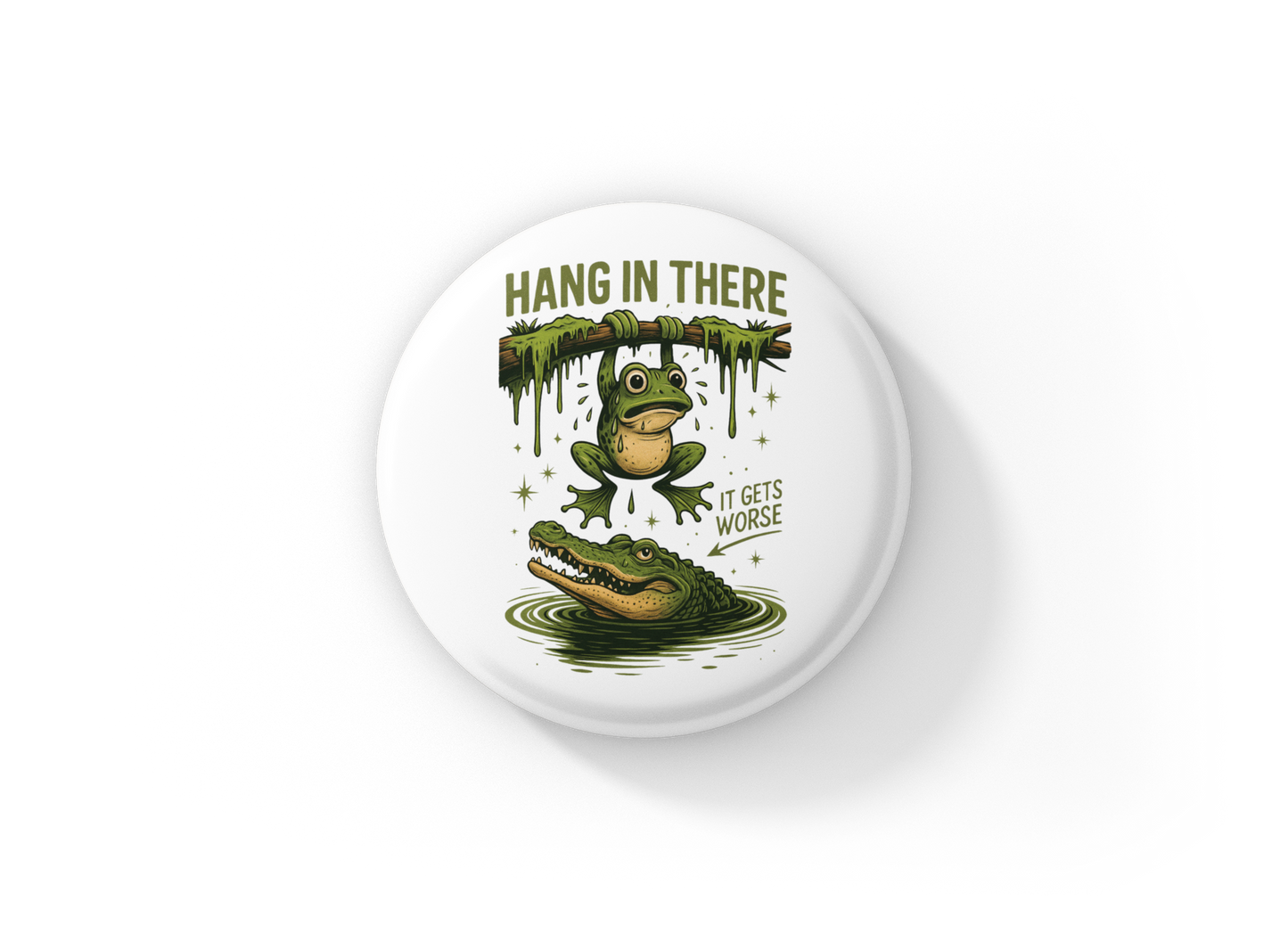 Hang In There It Gets Worse Pin Back Button, Magnet