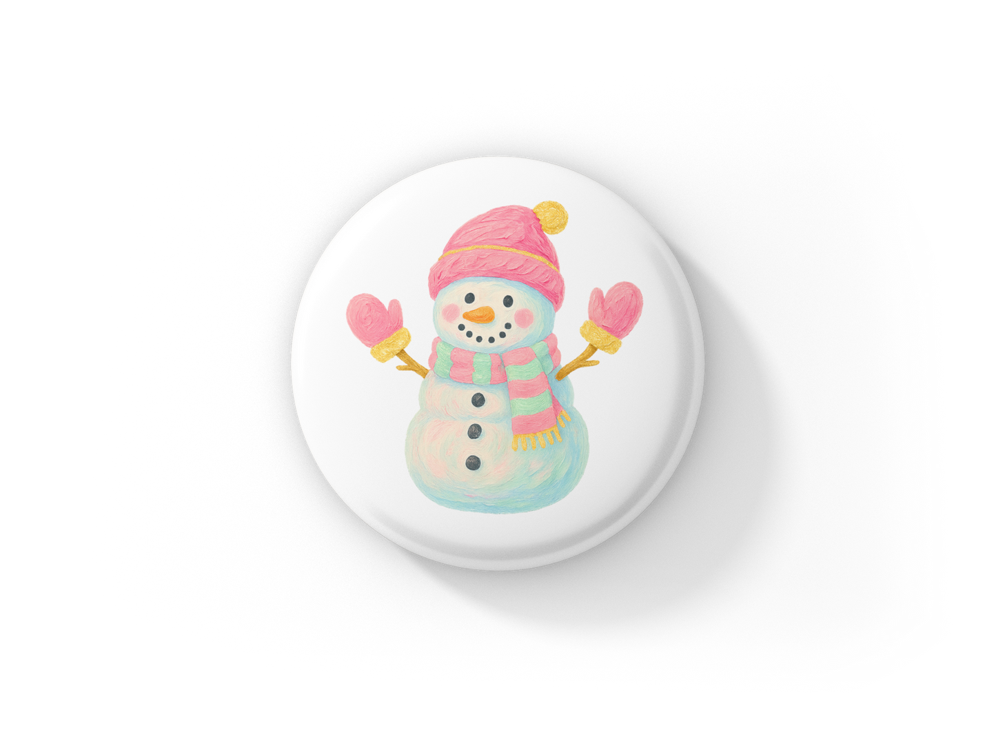 Snowman 1 Pin Back Button, Magnet