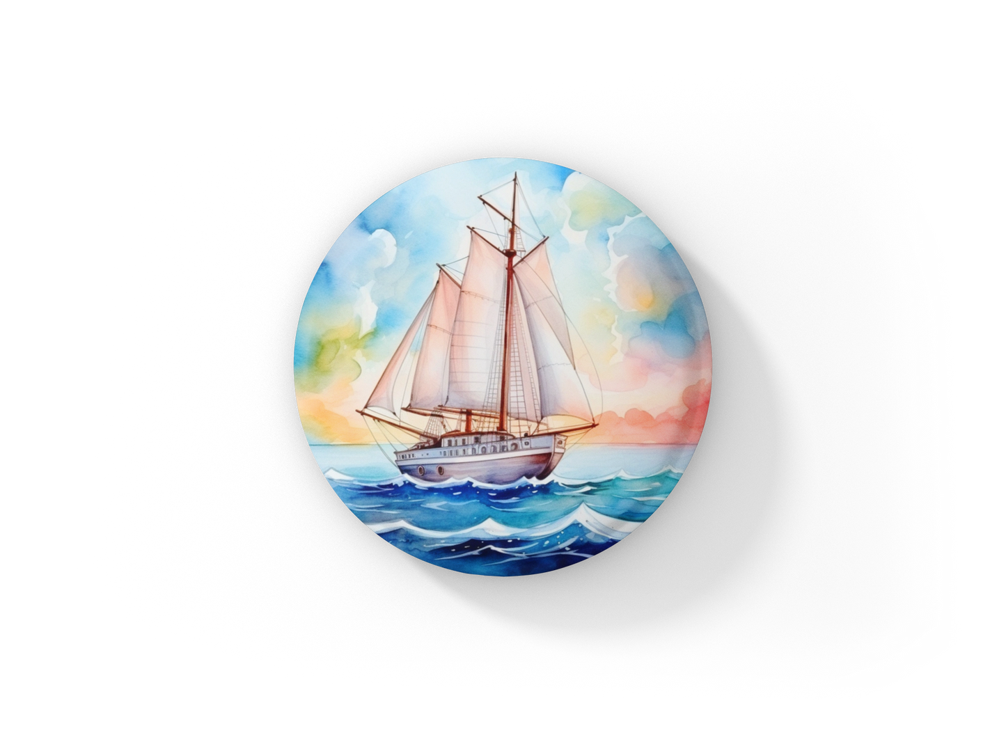 Sail Boat 1 Pin Back Button, Magnet