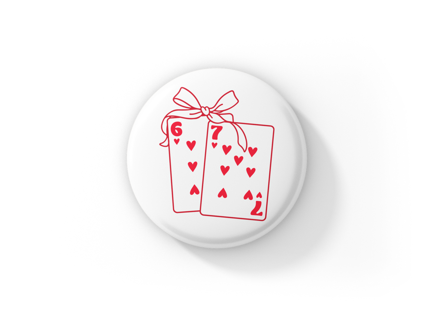 6 7 Playing Cards Pin Back Button, Magnet