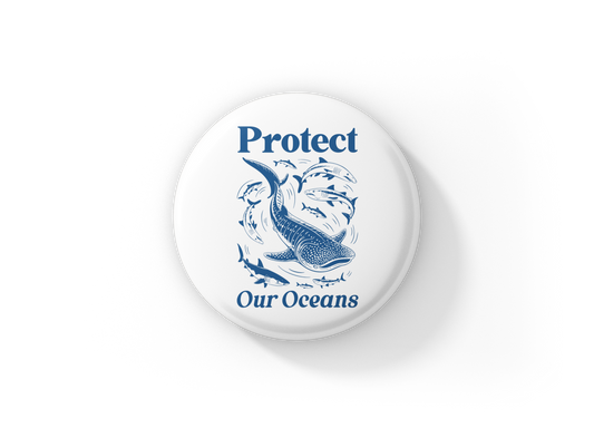 Protect Our Oceans Pin Back Button, Magnet