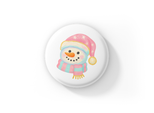 Snowman 2 Pin Back Button, Magnet