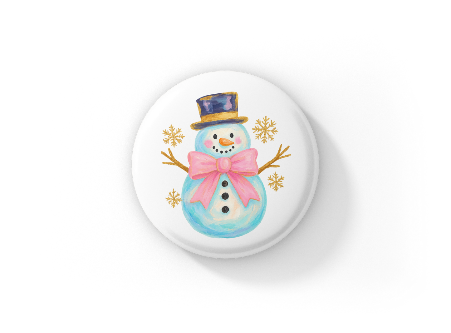 Snowman 3 Pin Back Button, Magnet