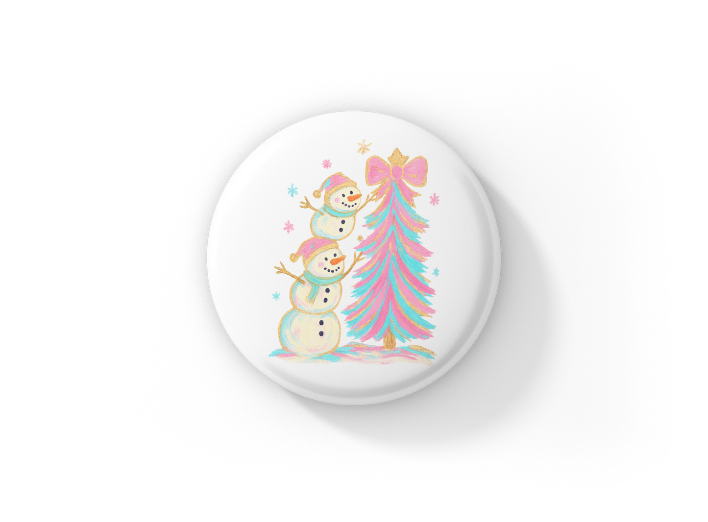 Snowman 5 Pin Back Button, Magnet