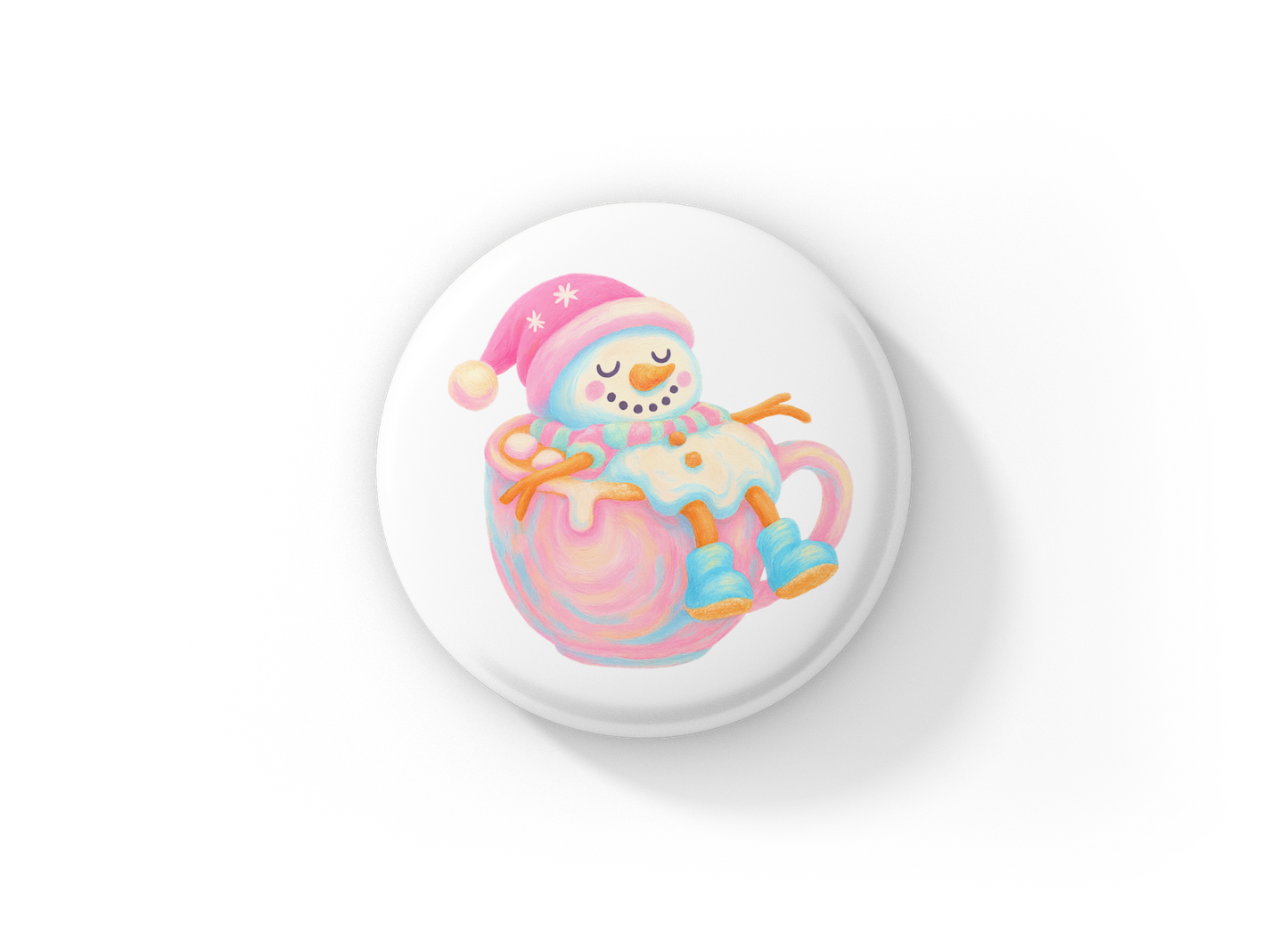 Snowman 7 Pin Back Button, Magnet