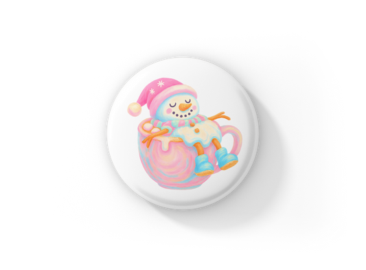 Snowman 7 Pin Back Button, Magnet