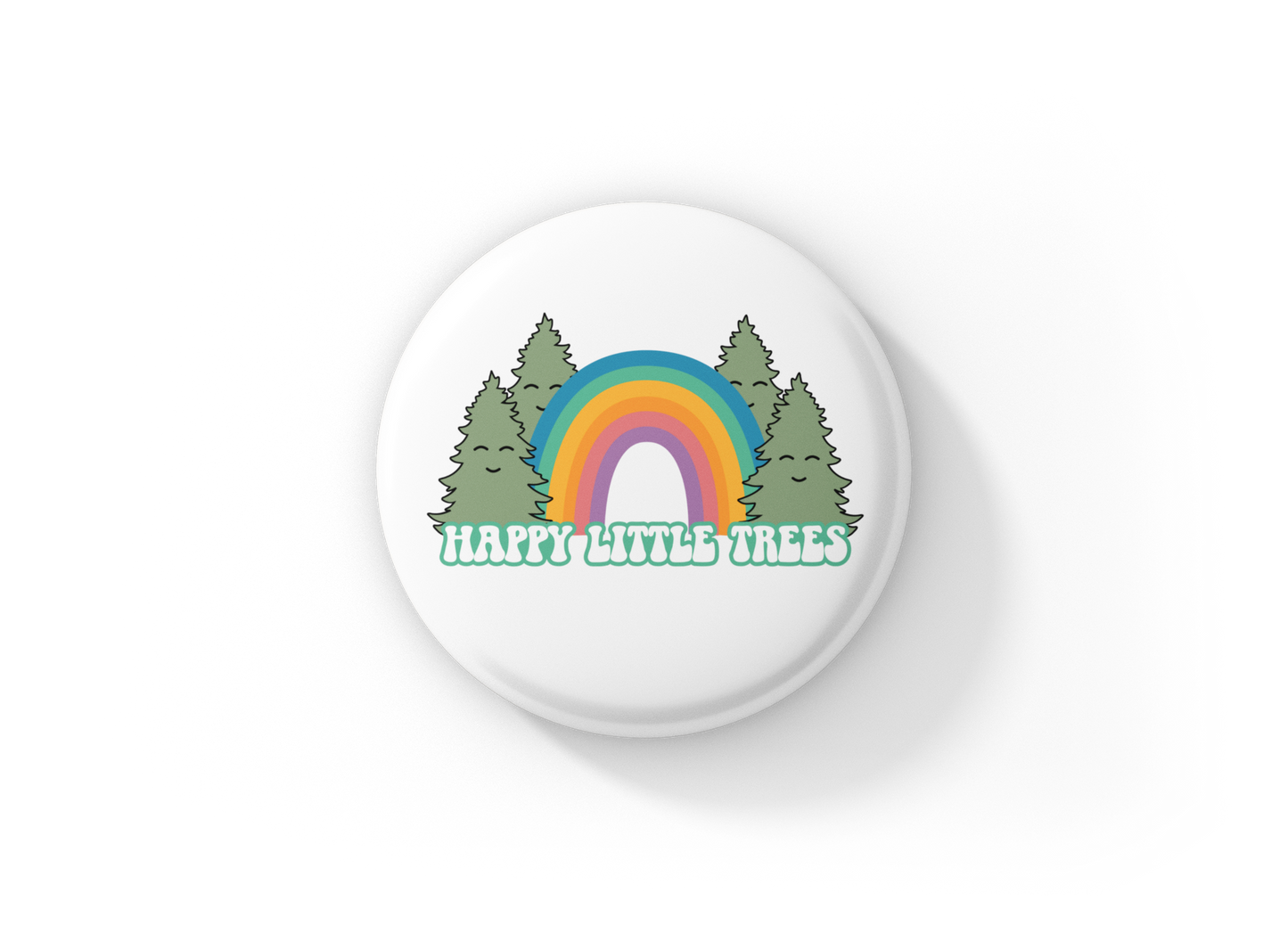 Happy Little Trees Pin Back Button, Magnet