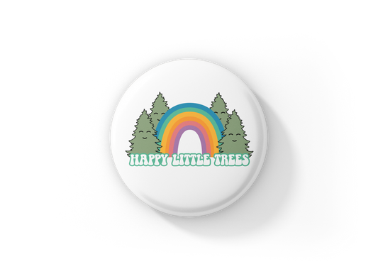 Happy Little Trees Pin Back Button, Magnet