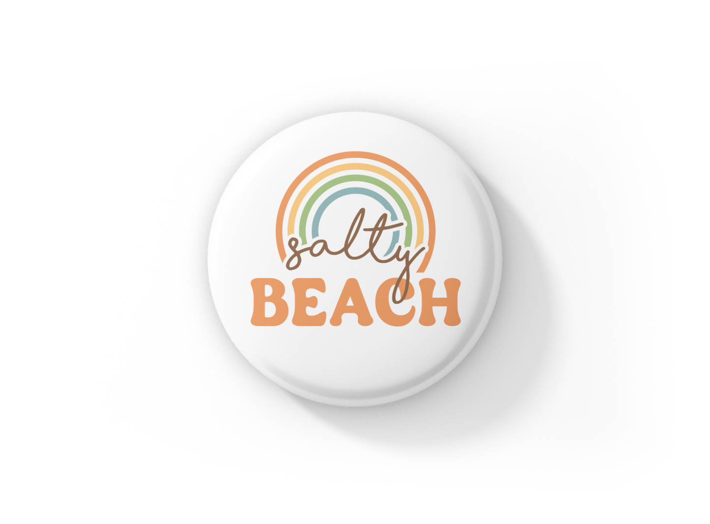 Salty Beach Pin Back Button, Magnet