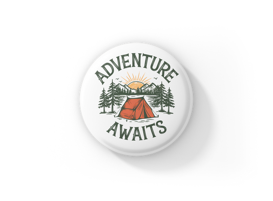 Adventure Awaits Pin Back Button, Magnet