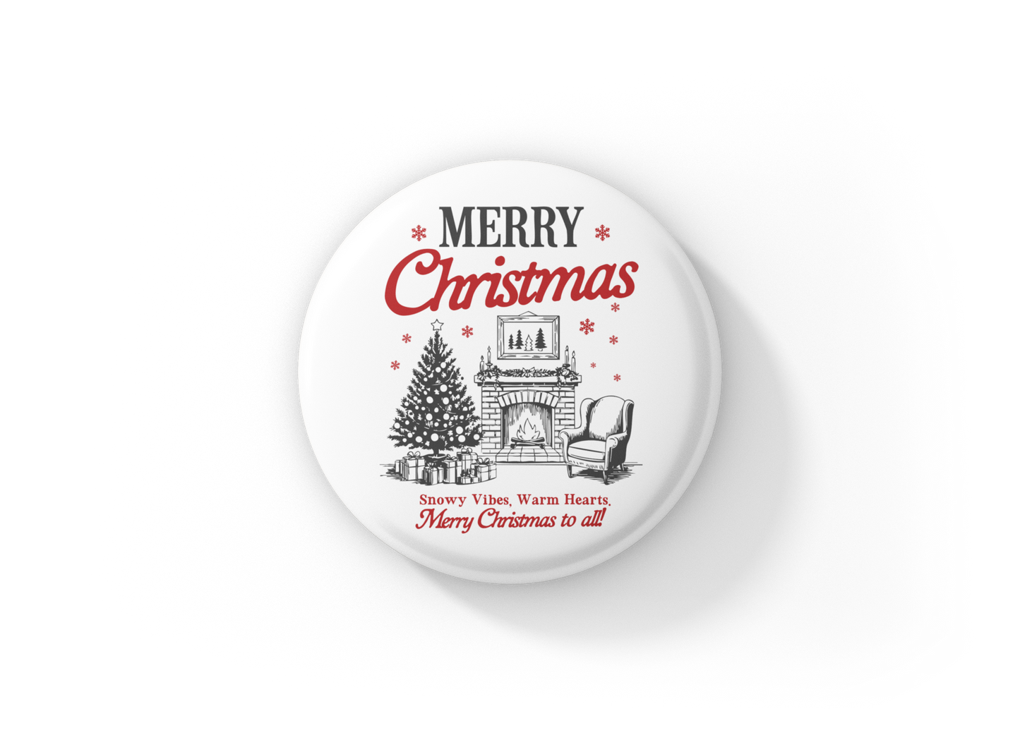 Merry Christmas Pin Back Button, Magnet