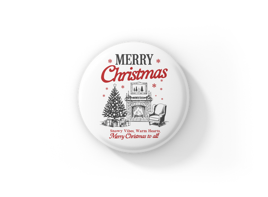 Merry Christmas Pin Back Button, Magnet