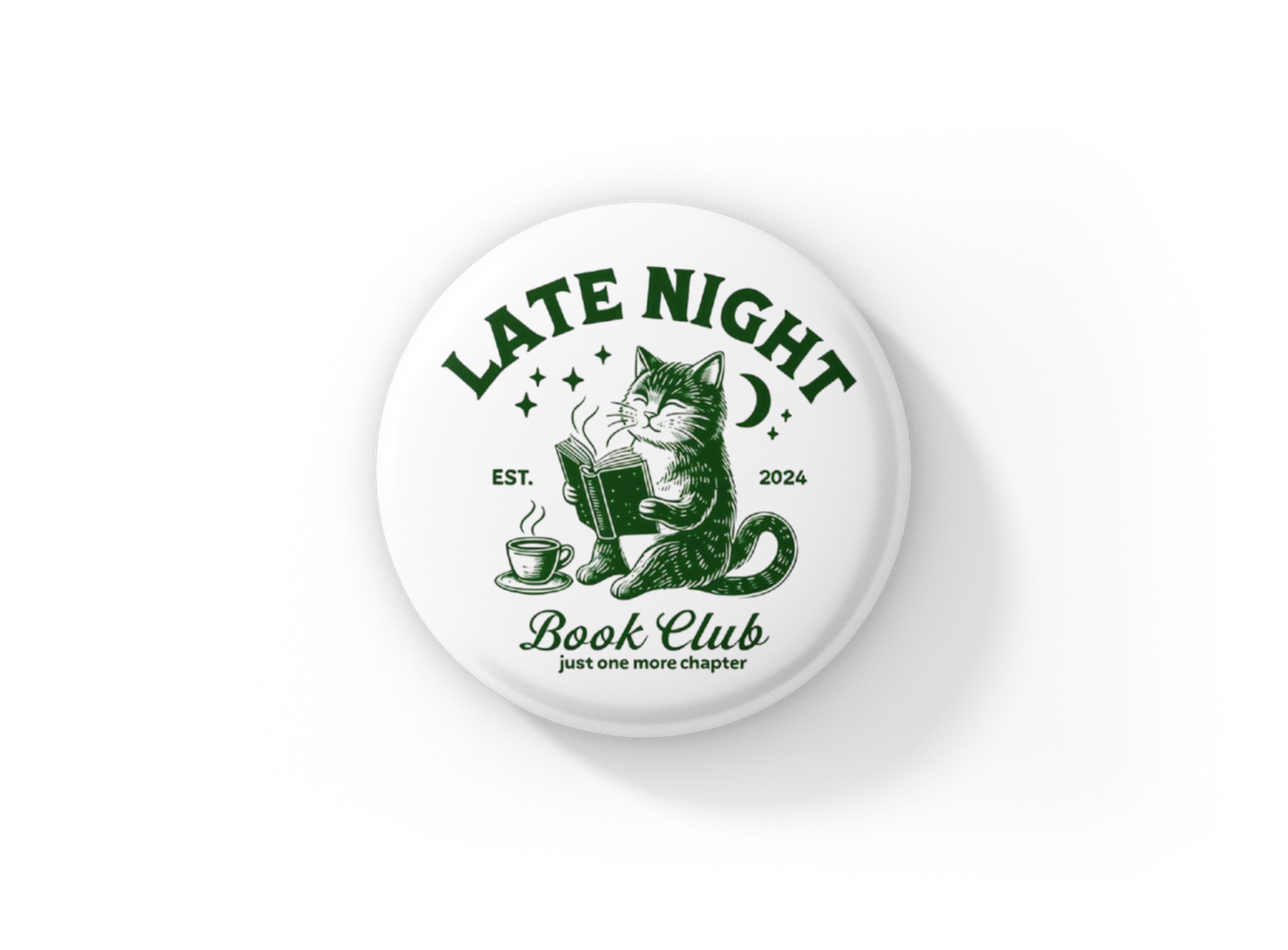 Late Night Book Club Pin Back Button, Magnet