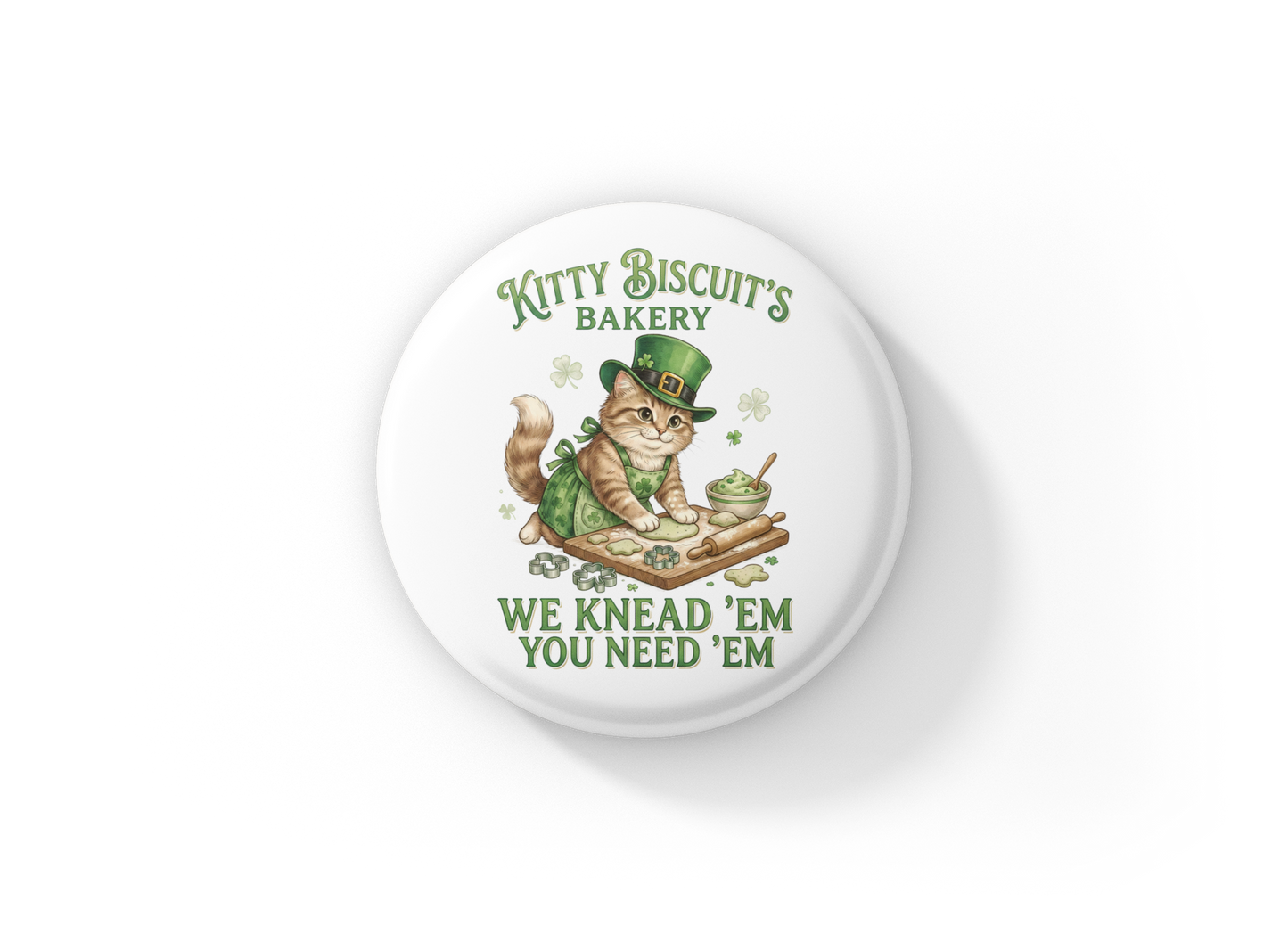Kitty Biscuits Bakery Pin Back Button, Magnet