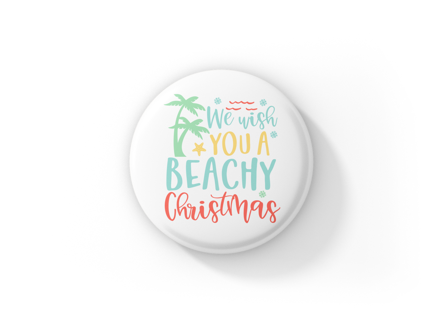 We Wish You A Beachy Christmas Pin Back Button, Magnet