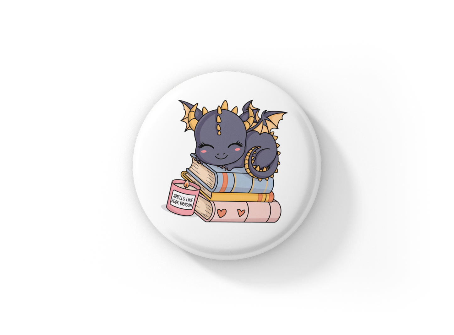 Smells Like Book Dragon Pin Back Button, Magnet