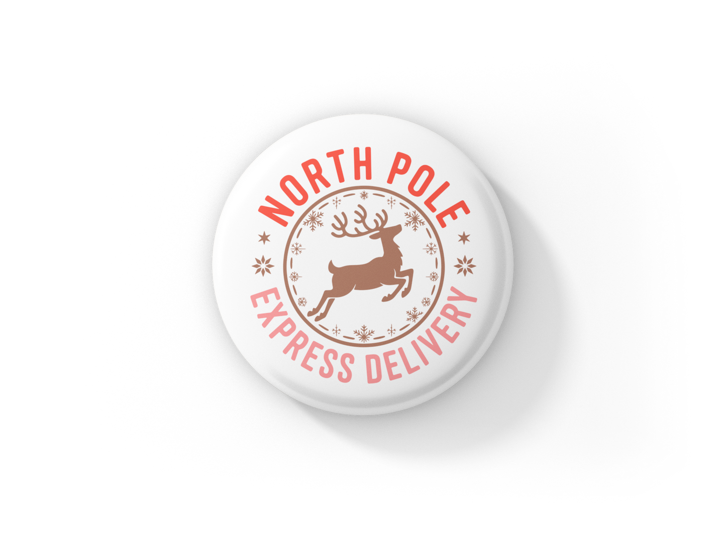 North Pole Express Delivery Pin Back Button, Magnet