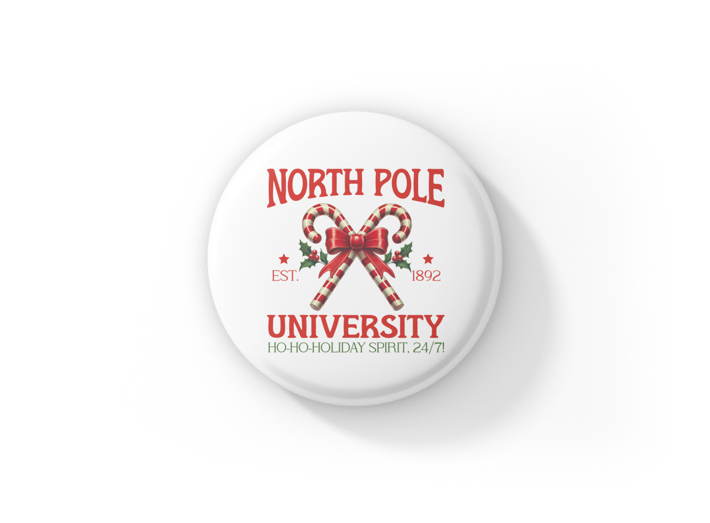 North Pole University Pin Back Button, Magnet