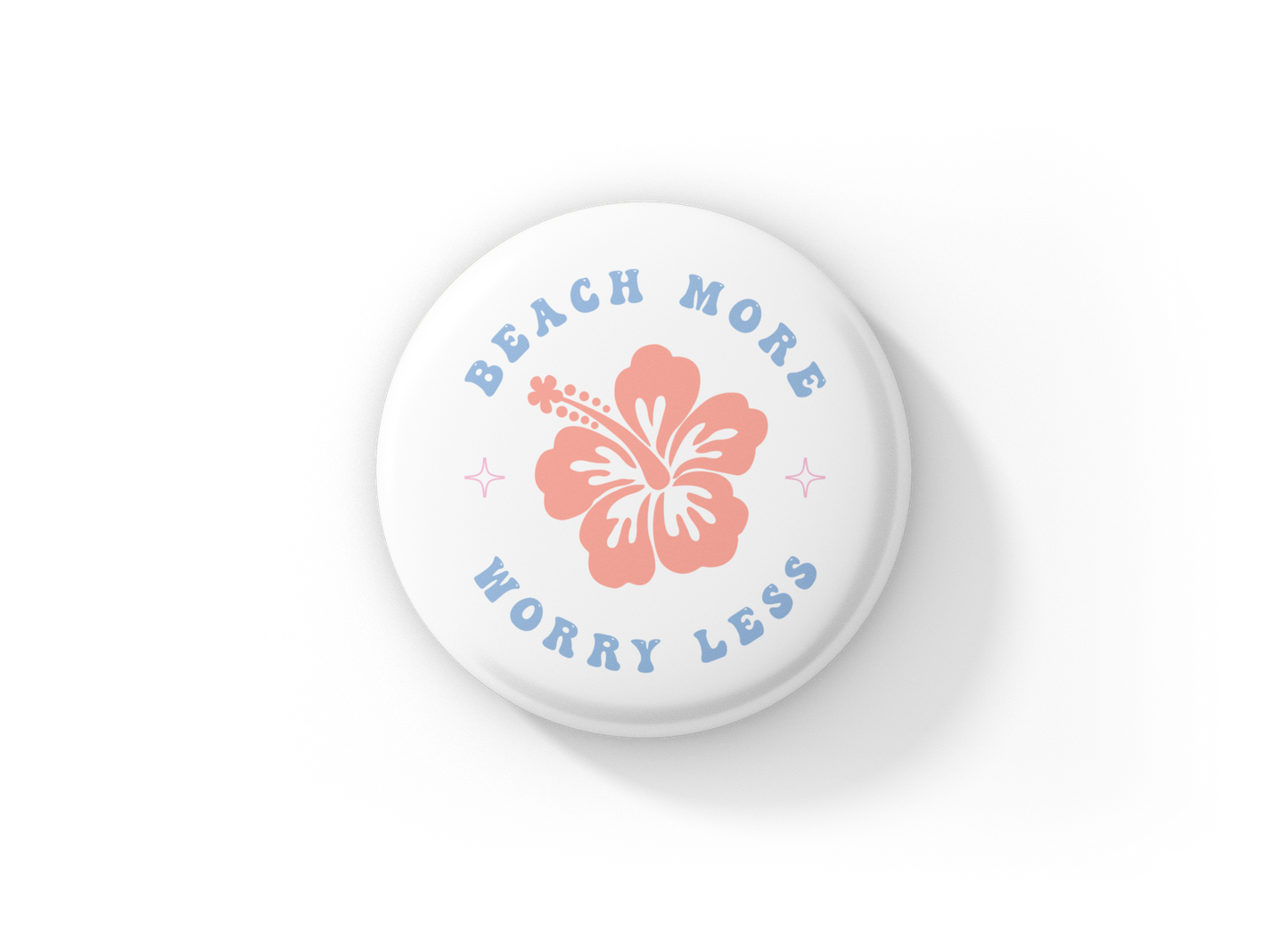 Beach More Worry Less Pin Back Button, Magnet